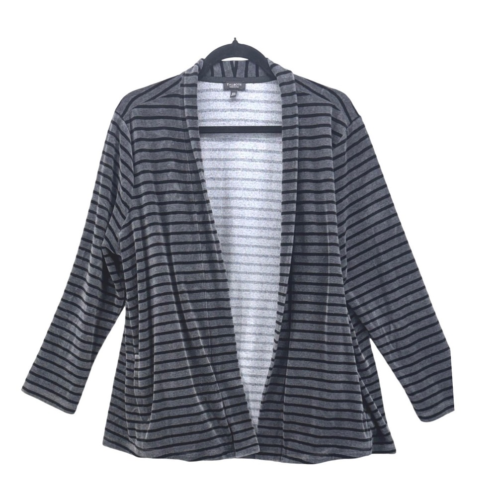 Talbots Velvet Cardigan Charcoal Gray 2XP